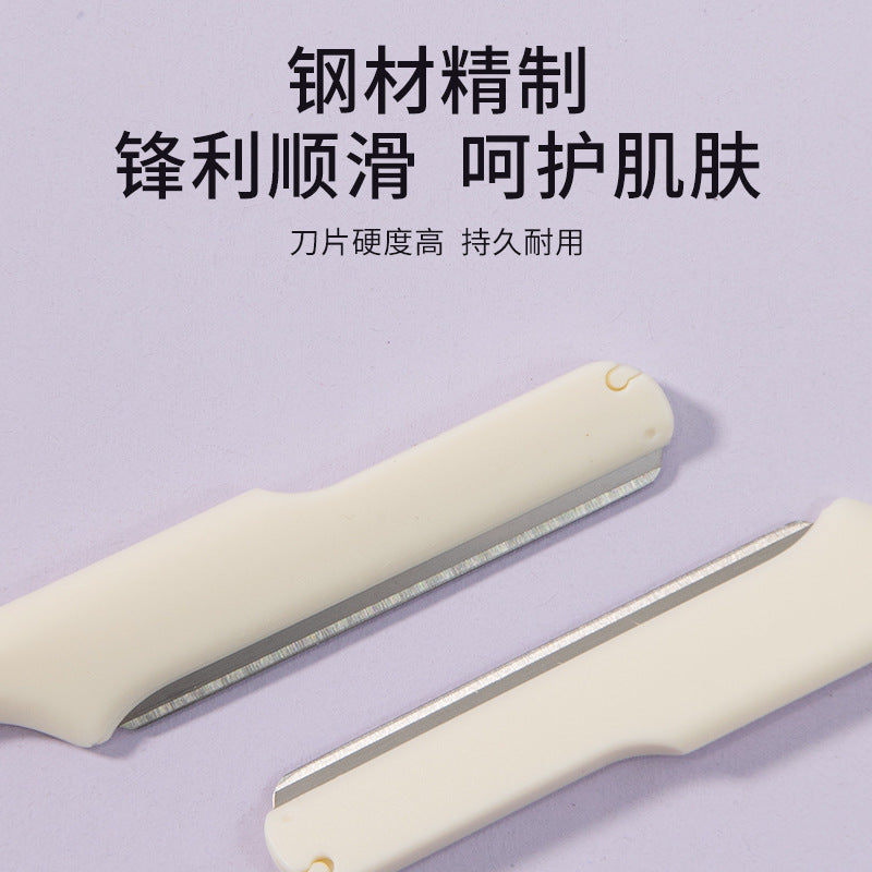 Colorful fenling eyebrow shaping eyebrow razor 2 pack stainless steel long handle eyebrow razor security protective net macro eyebrow razor wholesale