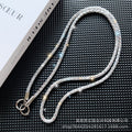 Square crystal backable cross-body mobile phone lanyard classy women's fashion mobile phone cross-body chain anti-lost popular chain