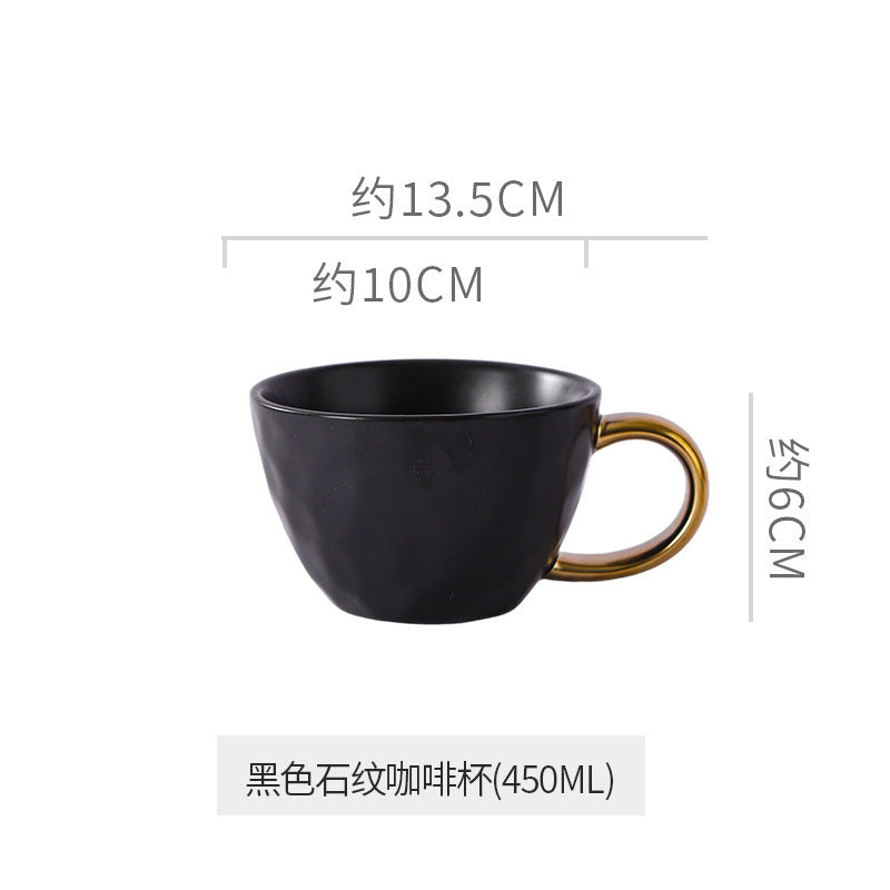 Retro special-shaped ceramic western food steak plate electroplated gold accessible luxury style western food salad bowl mug high-looking plate