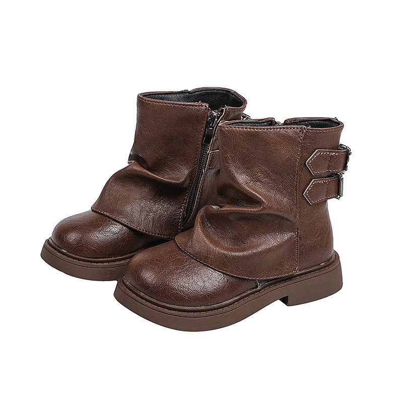 Vancahao girlfashion boots fall and winternew arrivalk-stylekids british styleboots two cotton trouser leather
