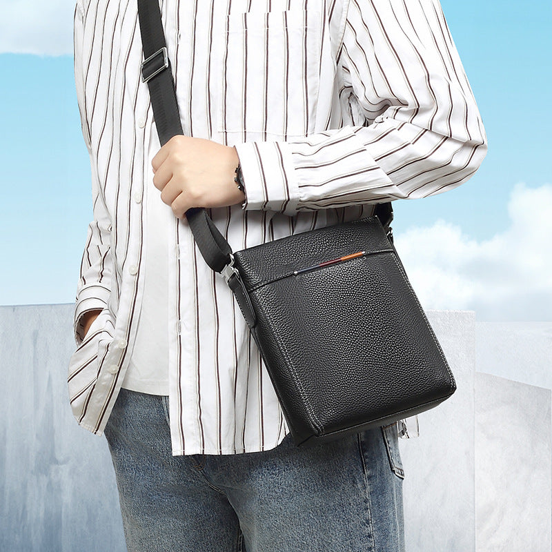 New leather men's shoulder bag fashion casual men's bag business senior sense bag versatile men's messenger bag