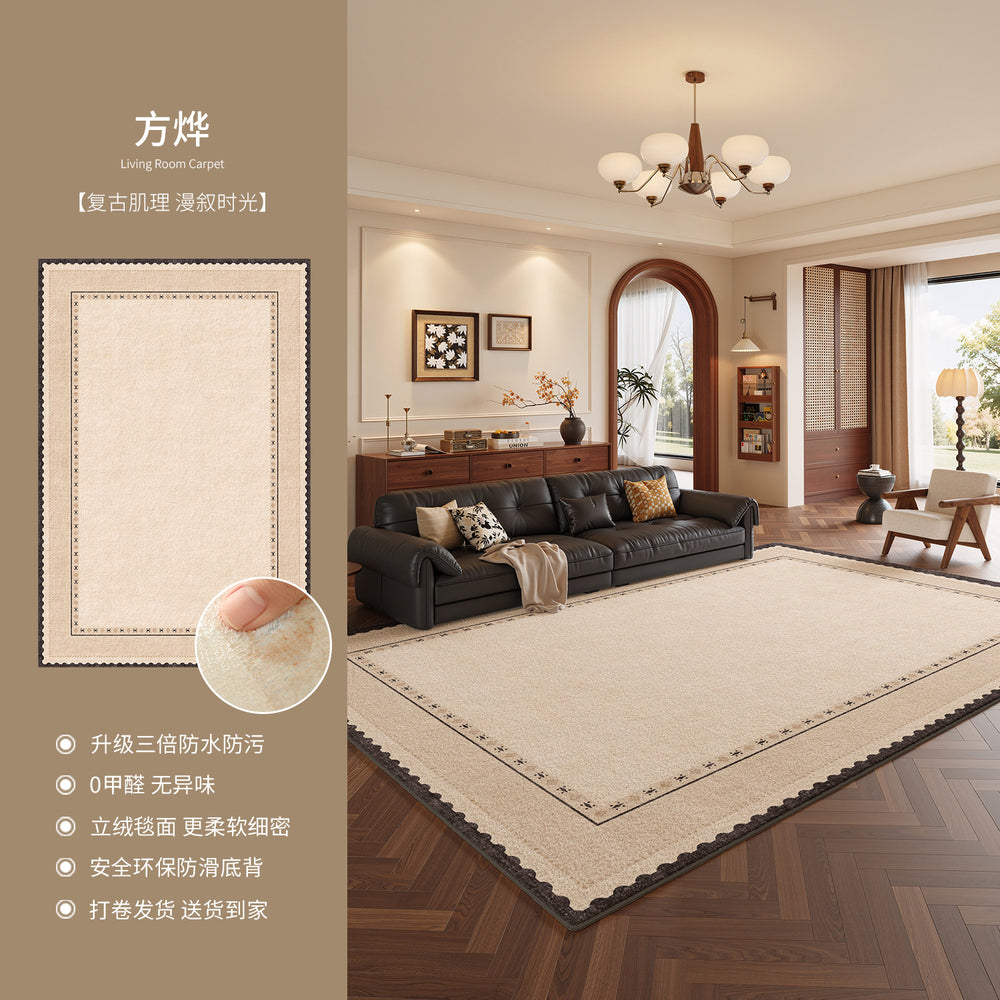Carpet living room retro medieval style 2026 new style no-wash, wipeable, waterproof and anti-fouling classy sofa bedroom floor mat