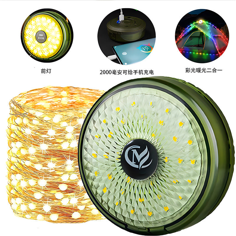 Cross-border multi-functional retro hanging camping light charging outdoor tent colorful charging model super long lighting super bright