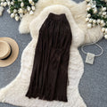 Korean style tassel trim a-line midi skirt - women's 2026 summer high-waisted commute chic tassel skirt