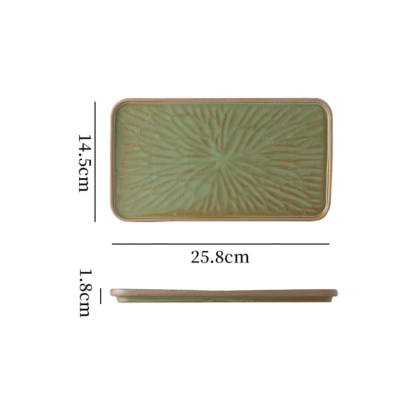 Japanese-style ceramic creative retro rectangular flat plate fish plate restaurant home hotel unique serving plate dessert plate square plate