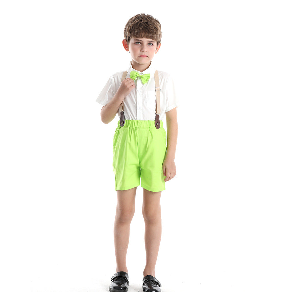 boyssuitk-stylenew arrivalwhite shirtkids handsome fashionable spring and summer baby style trendy birthday children's clothing