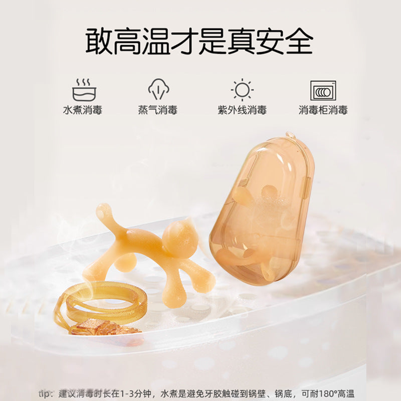 Cartoon toothpaste baby molar stick baby boiled silicone anti-eating hand artifact biting music grinding teeth biting glue toy