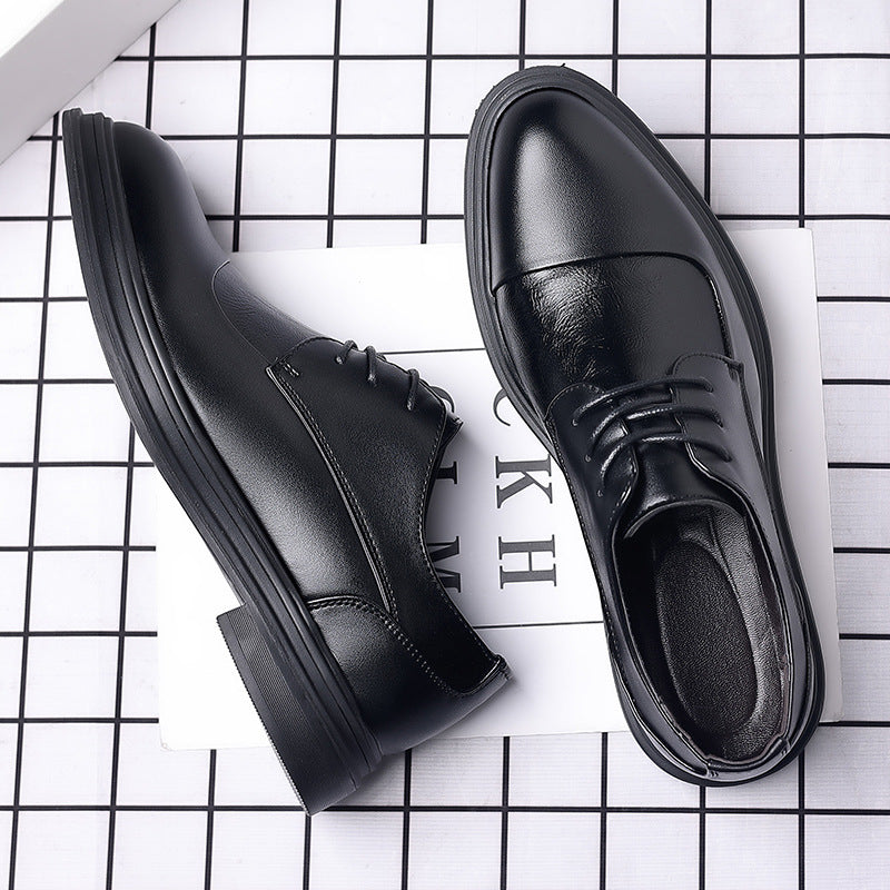 New plus size leather dress shoes for men - business casual, british style, trendy black wedding shoes for groom