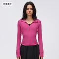 New women's windproof drawstring hooded yoga jacket - cropped, slim-fit, running & fitness jacket d25180