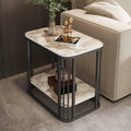 Italian light luxury modern slate side table small coffee table balcony living room for home small apartment casual suspended double-layer tea table