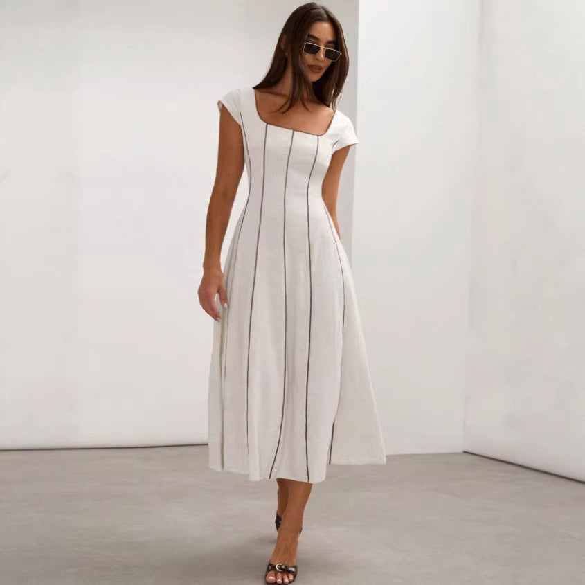 Zr wholesale foreign trade: european and american style women's fashion printed sexy backless slim-fit casual camisole maxi dress