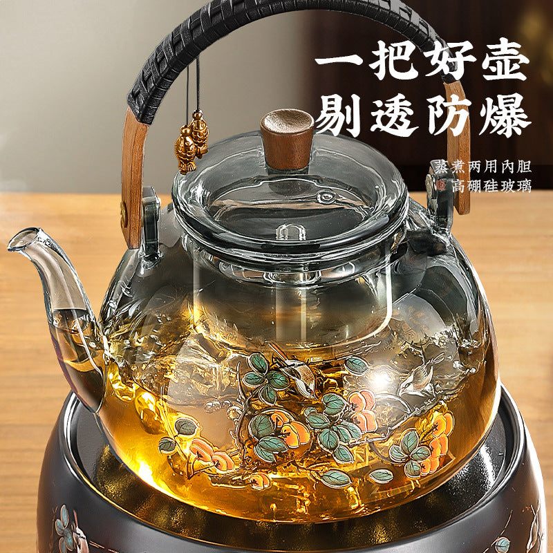 Glass teapot electric ceramic stove suitfor home health pot water kettle stove tea maker stew all-in-one tea stove gift