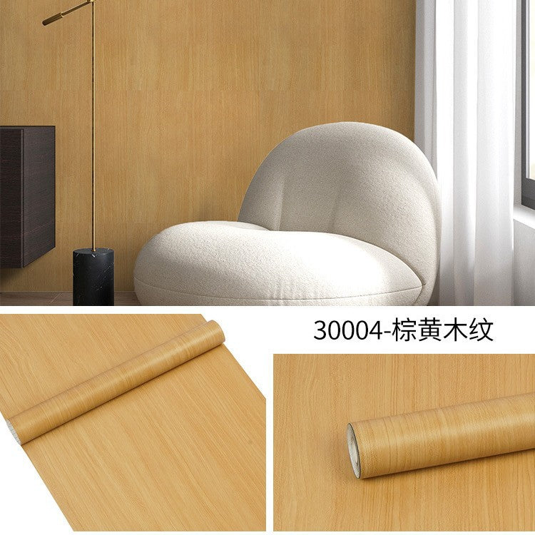 Cross-border exclusive wallpaper self-adhesive waterproof imitation wood grain pvc cabinet tables and chairs seamless furniture transformation sticker instant sticker
