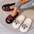 Fall and winterplus size chinese style embroider home indoor non-slip floor stuffed confinement shoes women's one-line cotton slippers