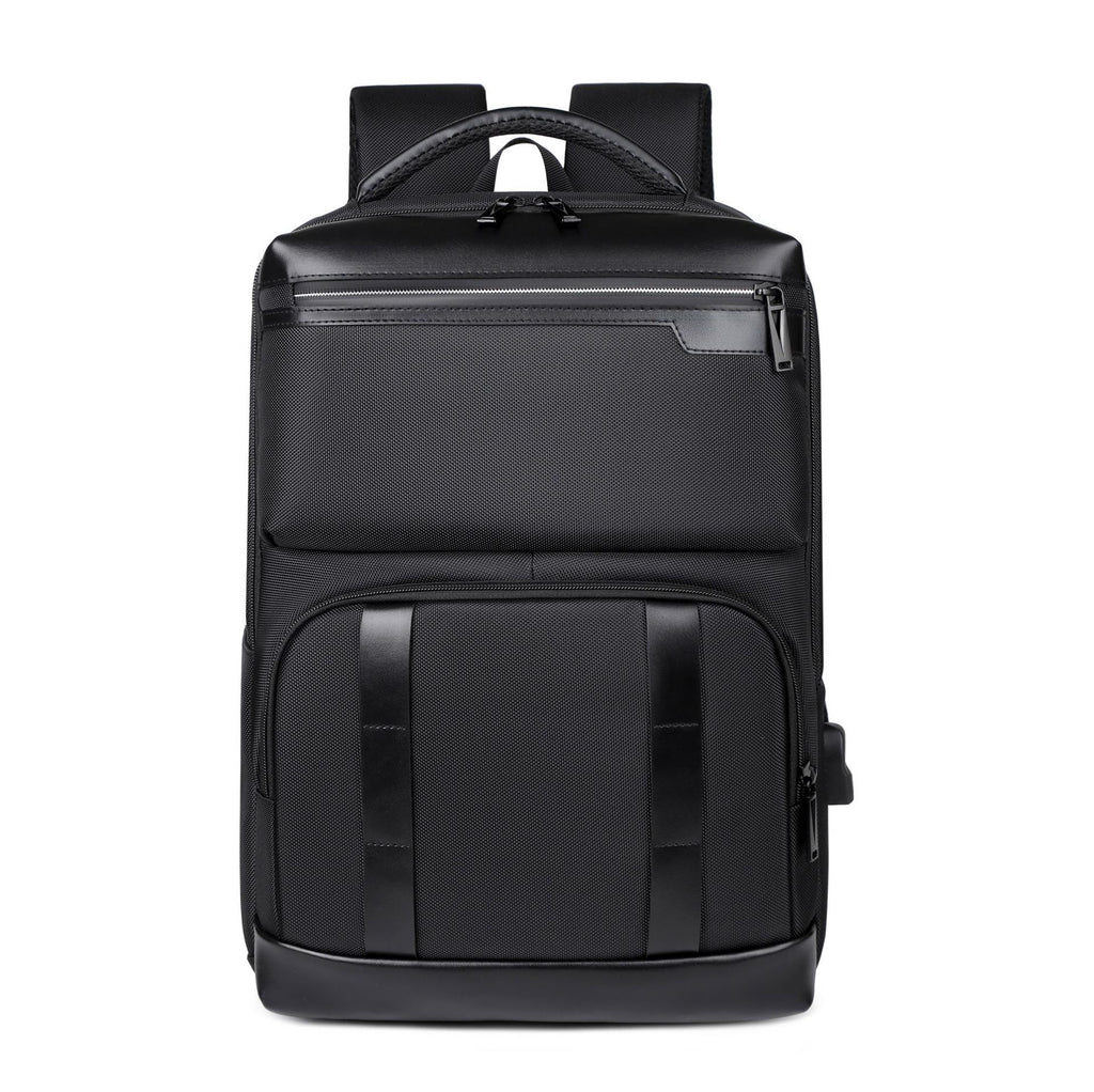 Cross-border large-capacity backpack computer bag, simple commuter business backpack, USB interface can be hung, tie rod business travel backpack