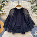 French gentle style pink stand collar waist cardigan women's summer k-style short sleeve elegant work clothingloosetops