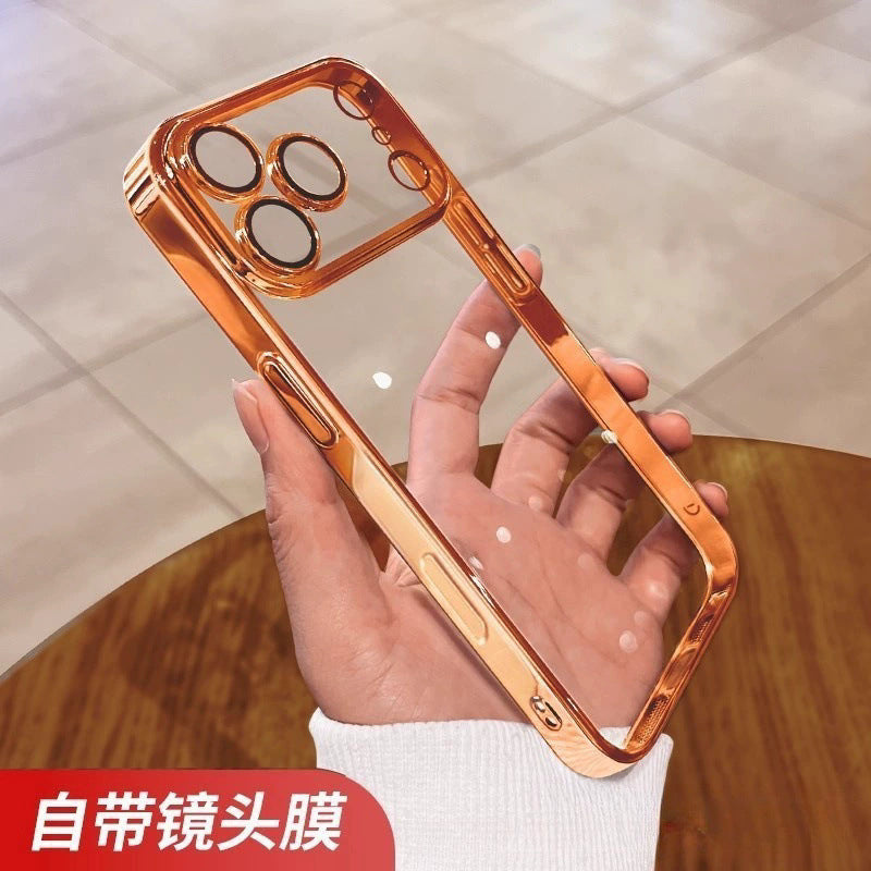 Electroplated lens film tpu soft shell suitable for iphone17promax mobile phone case transparent apple 16/15 anti-fall case