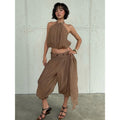 European and american style women's summer  new arrival: edgy sleeveless halter neck backless top and casual lantern pants set