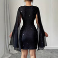 Ready-to-ship   european and american cross-border v-neck sexy wide sleeve bodycon mini dress