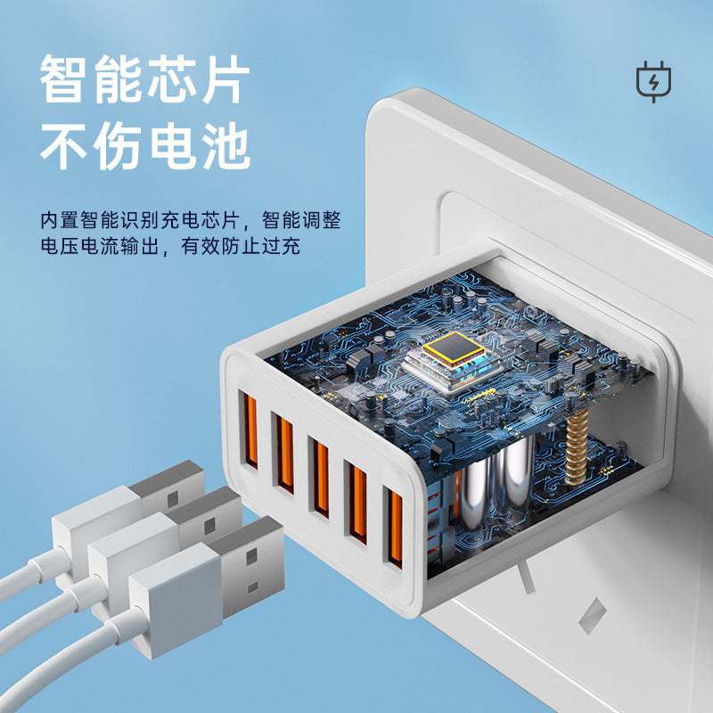 3c certified 5v/2a charger, compatible with android, huawei, and apple iphones. usb multi-port charging adapter, fast charging