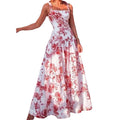 Custom  foreign trade european and american women's clothing new commuter camisole maxi dress - elegant, stylish, printed, high-waisted dress