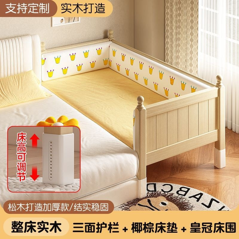 Kids bed patchwork boy big bed girl widened kids baby solid wood bedside crib guardrail crib