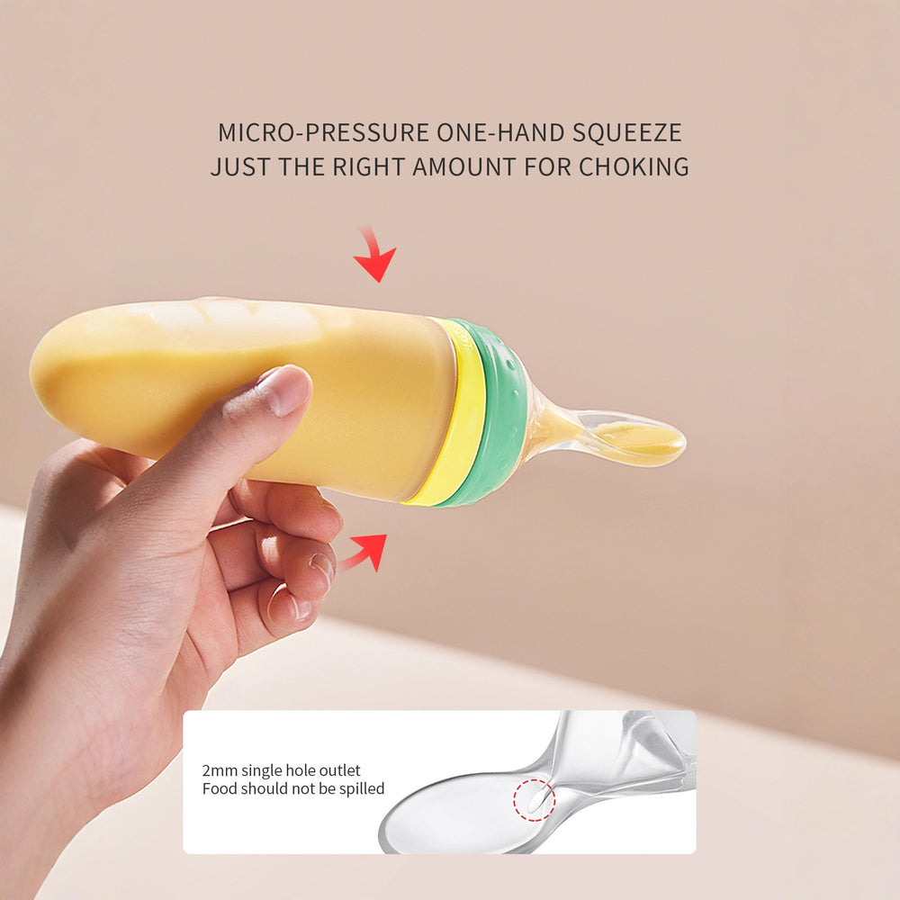 Bao hui baby rice cereal spoon, bottle-feeding squeeze spoon, silicone soft spoon, rice powder baby food supplement tool - direct from the manufacturer