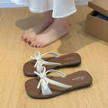 French sweet sandals women's summer new elegant soft sole one-strap sandals bowknot student outdoor flip-flops