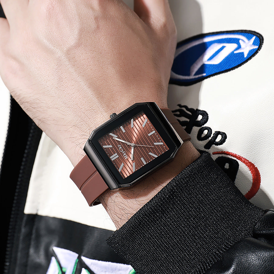 New arrival cross-border hot-selling silicone strap men's watch, foreign trade bestseller, quartz fashion wristwatch, wholesale