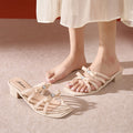 Women's high-heeled sandals - new 2026 summer collection: open-toe, slip-on mules with bow detail - fairycore style