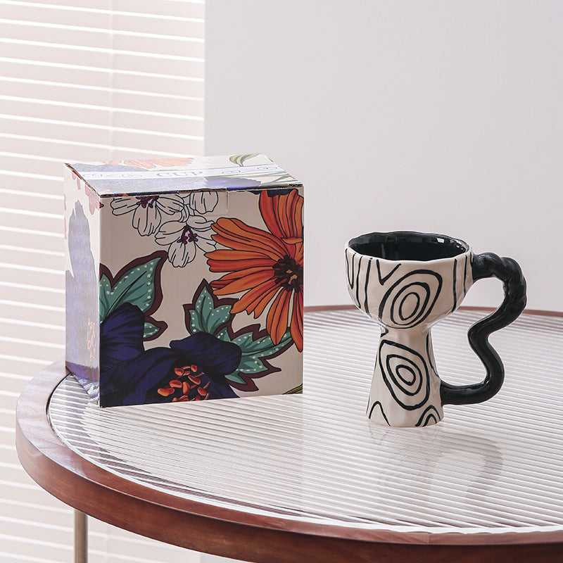 Creative niche handmade mugs, goblets, vintage ceramic coffee cups, ice cream cups, afternoon tea cups - gift box set