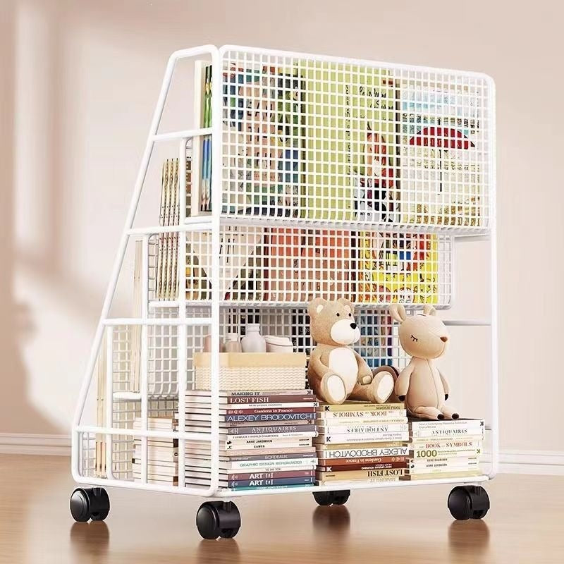 Mobile bookshelf kids picture book storage under-desk organizer floor-standing universal wheel home simple student bookcase