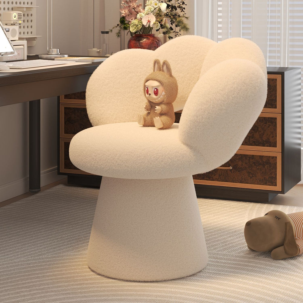 Luxury makeup vanity chair for women - high-end bedroom vanity stool with backrest, rotating nail art chair for home use