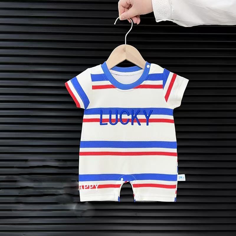 Boys' summer lightweight striped romper -  new summer collection - kids' loose-fit short-sleeve t-shirt romper