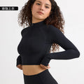 European and american style half-zip long sleeve yoga top - compression running activewear for high-intensity outdoor workouts - women's quick-dry yoga shirt