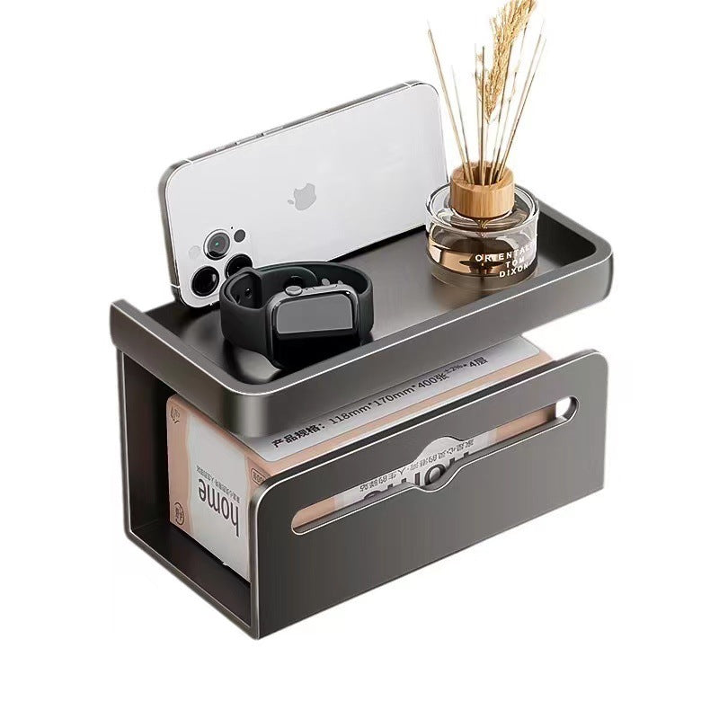 Cross-border bathroom tissue box roll paper holder double layer non-punching wall hanging mobile phone holder paper drawing holder kitchen tissue holder