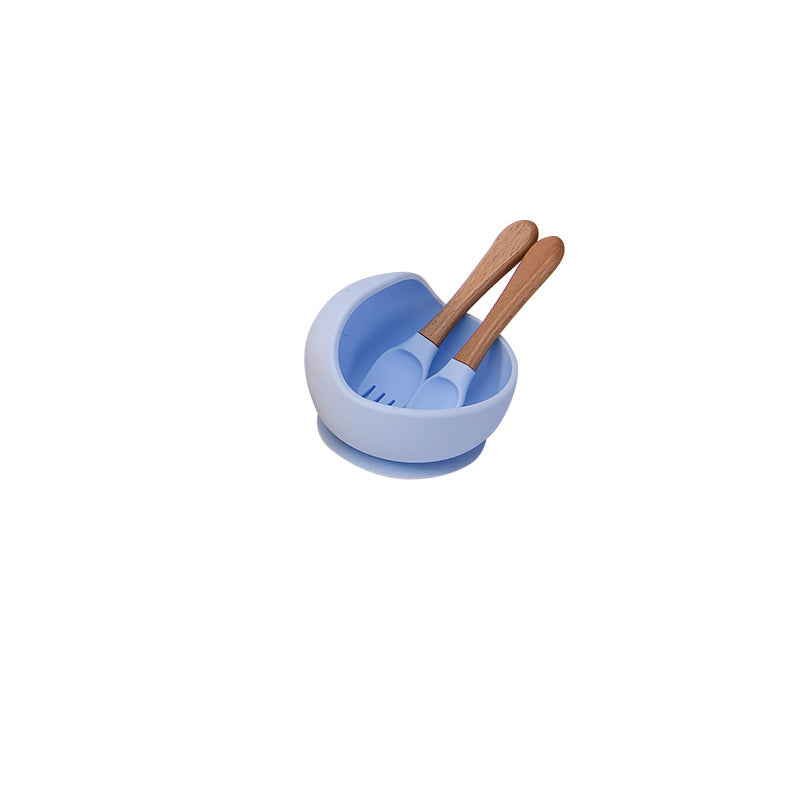Food grade silicone tableware bowl Suction cup type baby bowl Supplementary food learning to eat Solid color silicone set Baby feeding bowl
