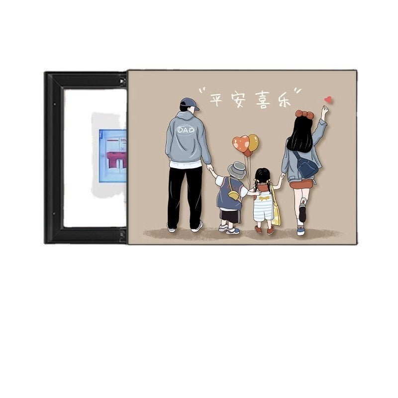 A family of four meter boxes, decorative paintings, non-punching distribution boxes, hanging paintings, occluding switch boxes, cartoon murals