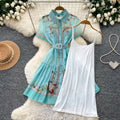 summer new arrival: korean style printed a-line dress - slim fit, waist-defining, elegant, and perfect for work or vacation