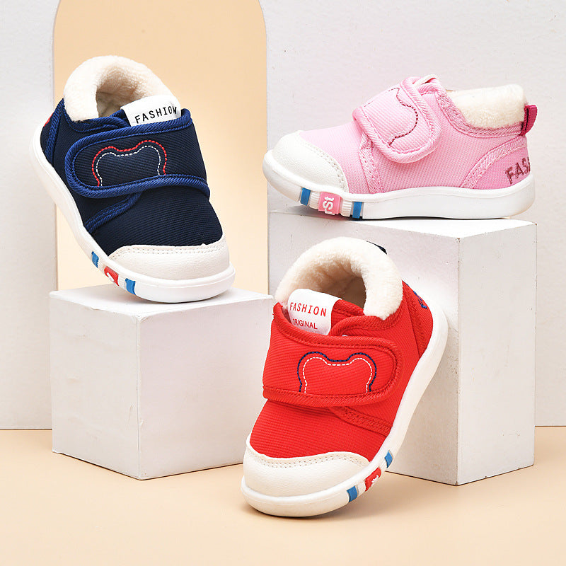 Toddler shoes for baby boys and girls, cotton shoes for 0-1-3 years old, infant and toddler soft-soled non-slip plush-lined thickened shoes for autumn and winter