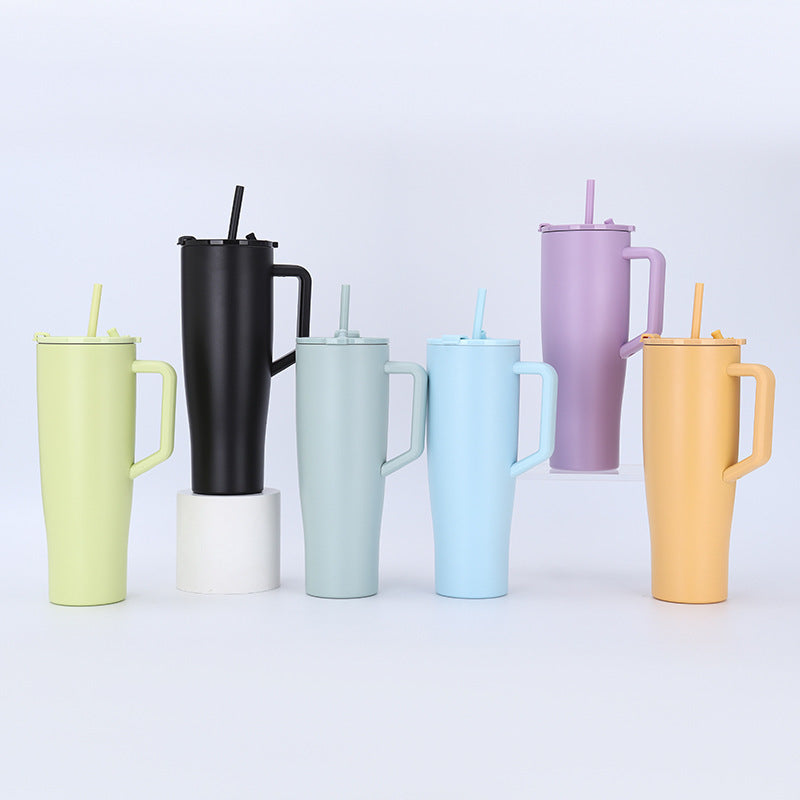 Amazon 40oz large capacity handle ice cup 304 stainless steel vacuum insulated cup outdoor car cup