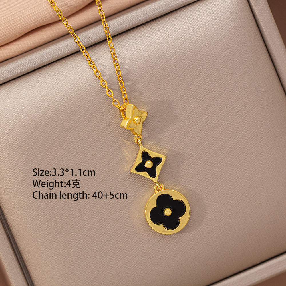 [set] cross-border light luxury four-leaf clover necklace women's earrings bracelet high-end niche fashion exquisite pendant jewelry