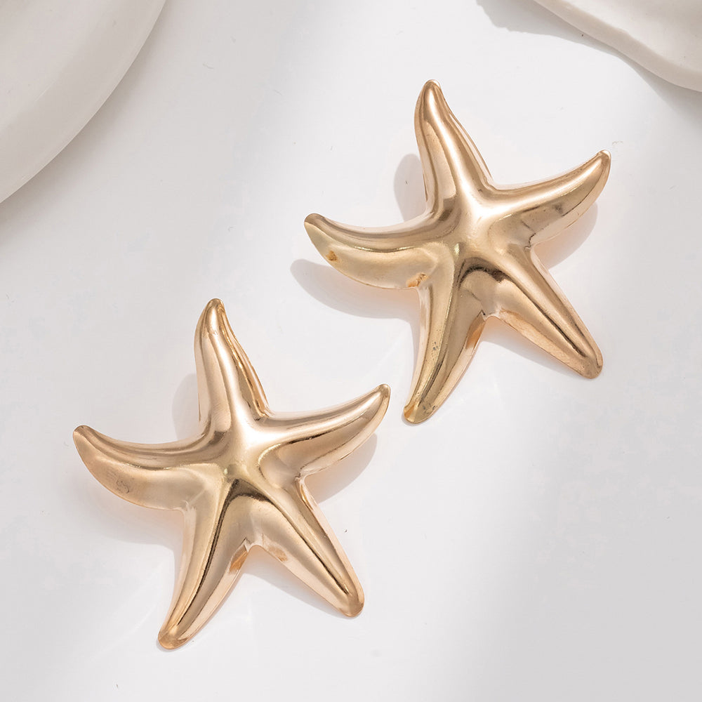Wholesale gold earrings - european & american style, cross-border alloy jewelry accessories, unique & high-end, statement starfish earrings for women