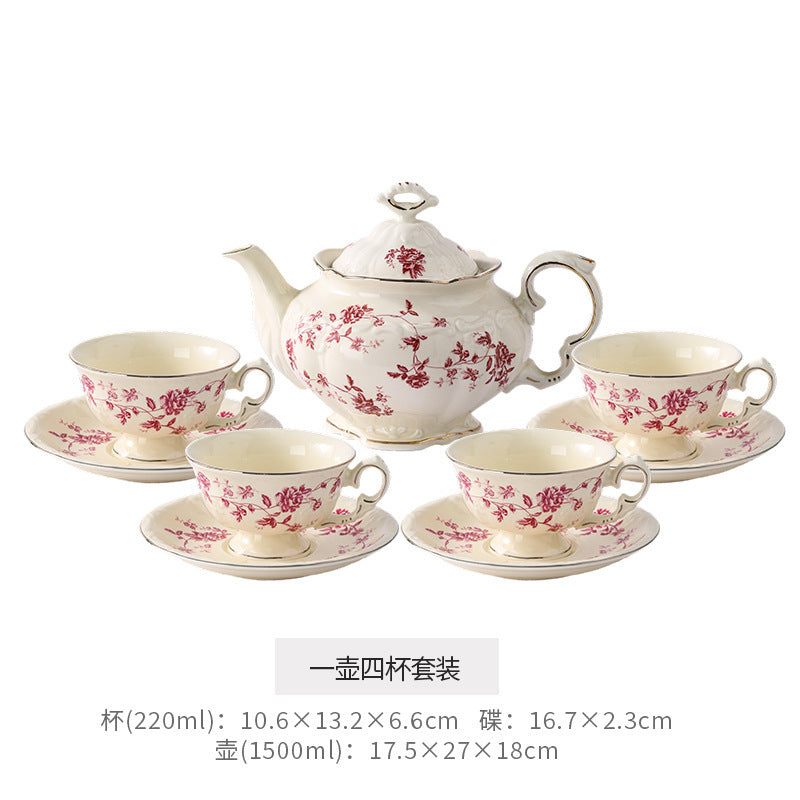 Vintage french afternoon tea teapot and coffee cup saucer set - a beautiful ceramic gift set perfect for housewarming