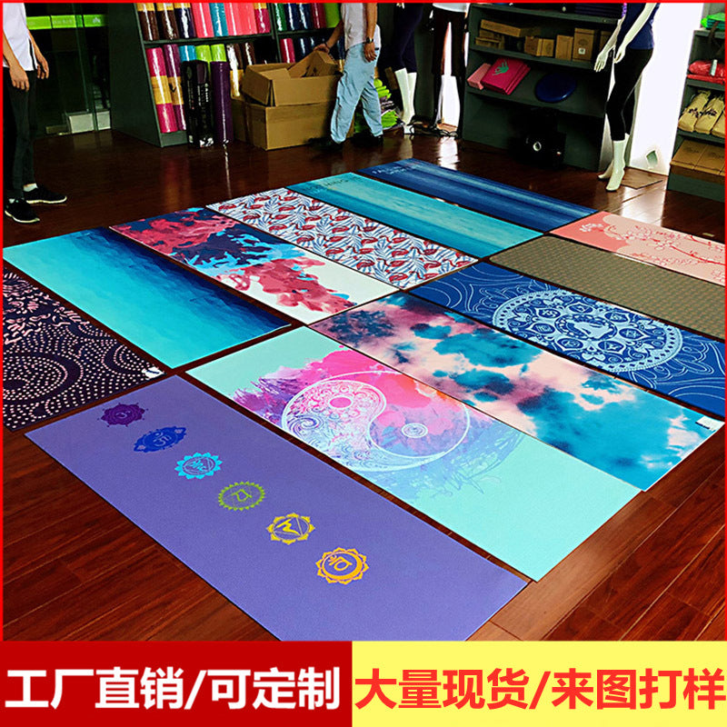 Pvc yoga mat - uv printed, shock absorbing, non-slip, white, fitness, silent, thickened, foldable, stretchable