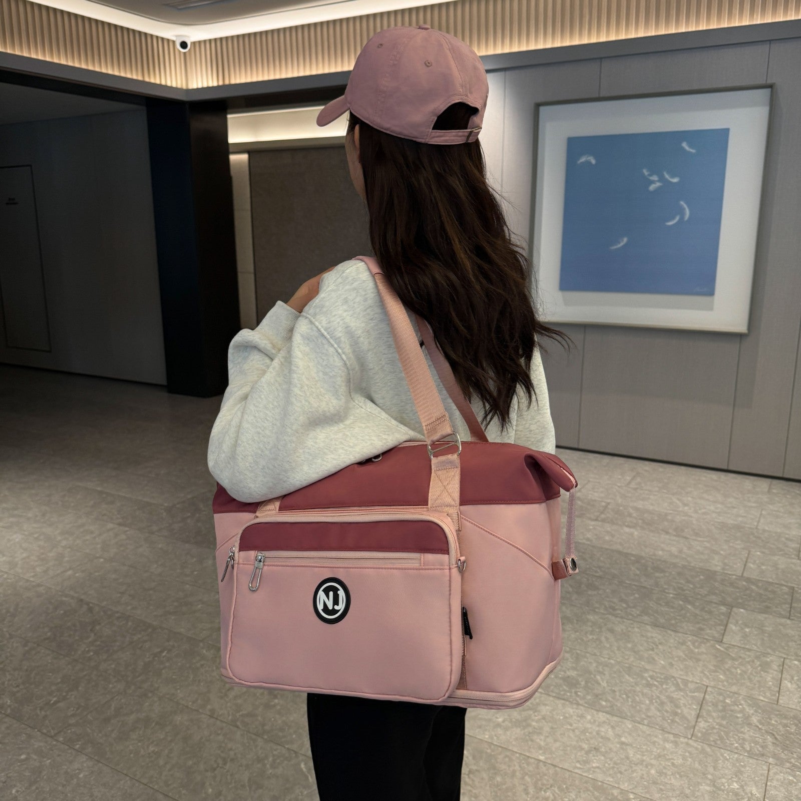 Portable foldable travel bag dry and wet separation sports fitness bag going out large capacity cover tie rod storage bag female