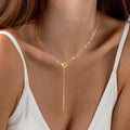 Real gold brass plating fashion cross-border hot sale lasso necklace fashion long necklace hanging women's classy necklace
