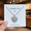 X-8389 silver electrocardiogram necklace [titanium steel chain copper inlaid zirconium pendant]