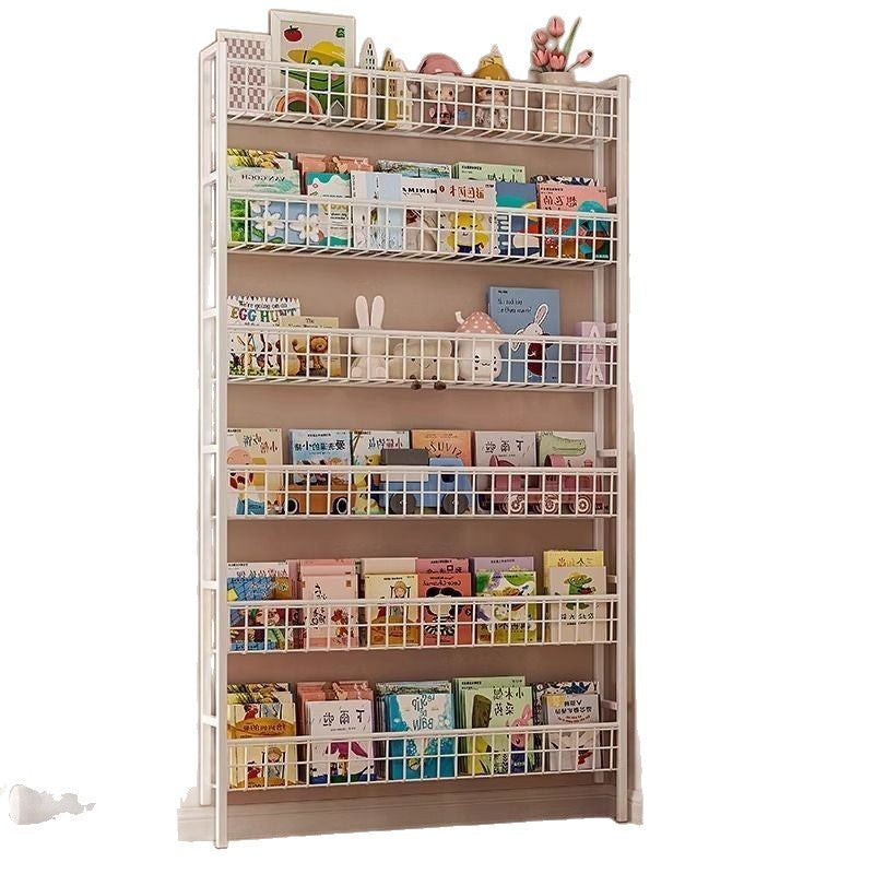 Kitchen door rear storage rack floor-standing punch-free wall-mounted bookshelf iron shelf wall space-saving ultra-thin storage rack