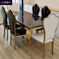 Luxury marble dining table - rectangular, postmodern design, space-saving, stainless steel titanium gold finish, perfect for small apartments